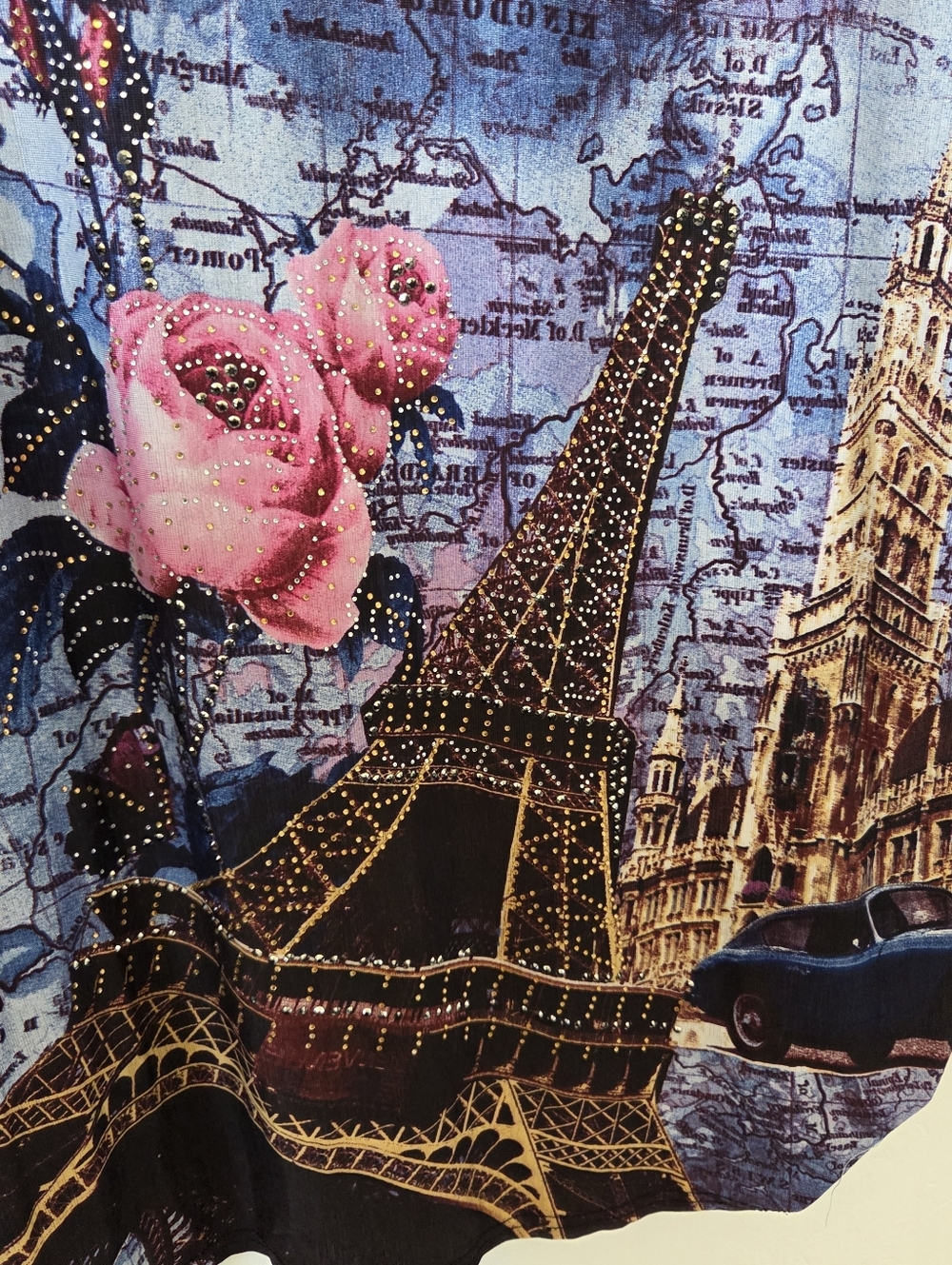 Blossom By P French Theme Tunic Top Travel France Atlas Artsy England Abstract L - Picture 3 of 12